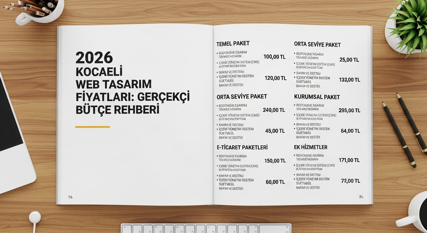 2026 Kocaeli Web Tasarım Fiyatları: Gerçekçi Bütçe Rehberi